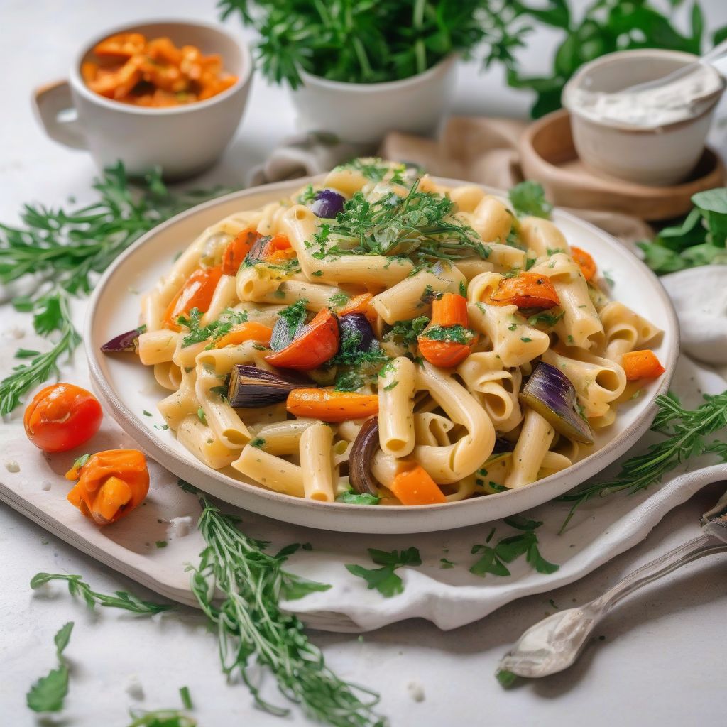 Creamy Vegan Pasta with Roasted Vegetables